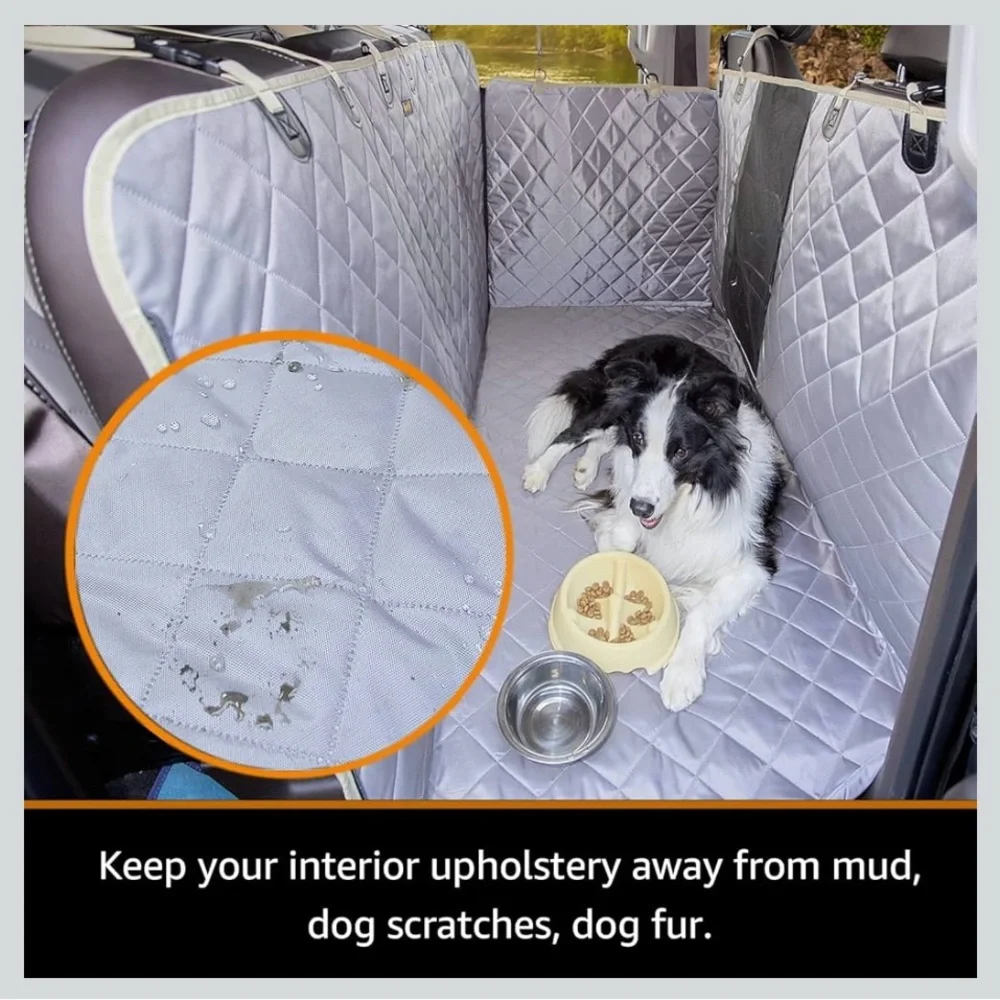 Gray Quilted Dog Full Sized Truck Flip-up Back Seat Seat Cover